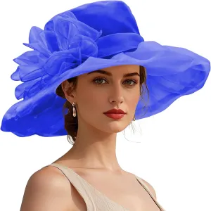 Zando Ken-Tucky Derby Hats for Women 2025 Vintage Organza Victorian Church Hats Elegant Fascinator Tea Party Wedding Hat