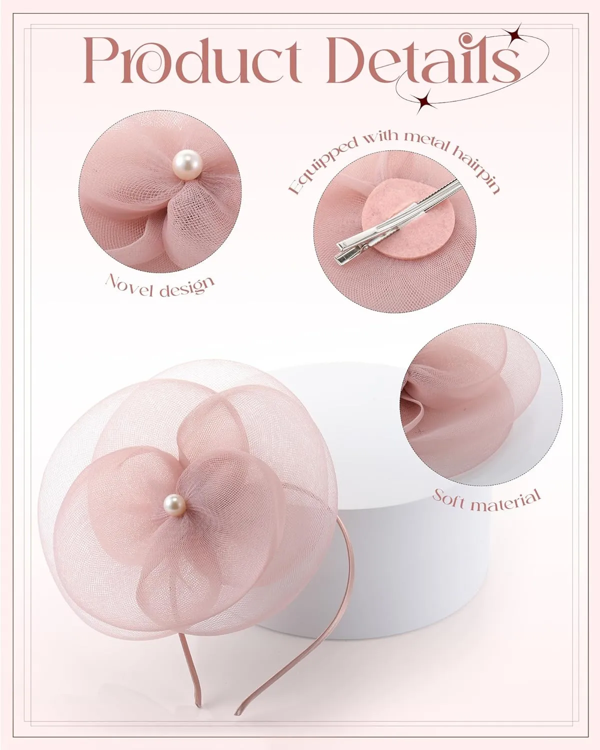 Zeyune Fascinators Hats for Women Tea Party Elegant Headband Derby Hats with Hair Clip for Wedding Bride Party