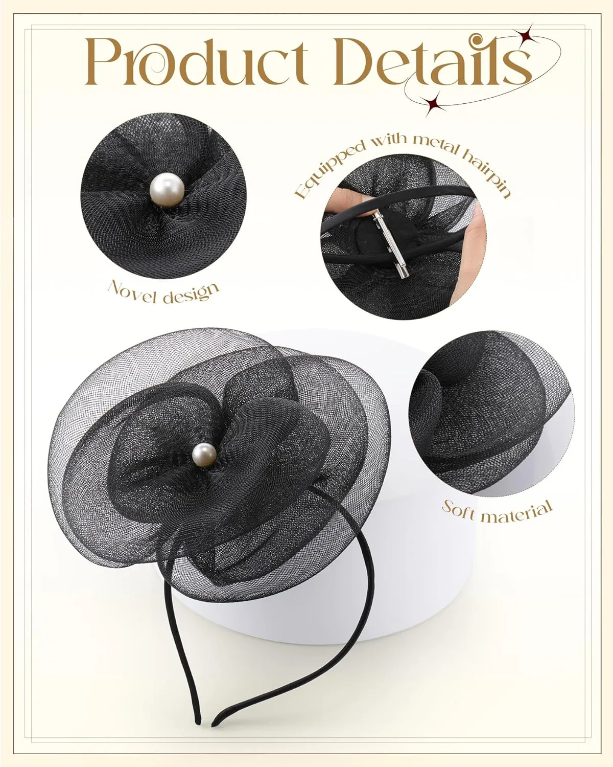 Zeyune Fascinators Hats for Women Tea Party Elegant Headband Derby Hats with Hair Clip for Wedding Bride Party