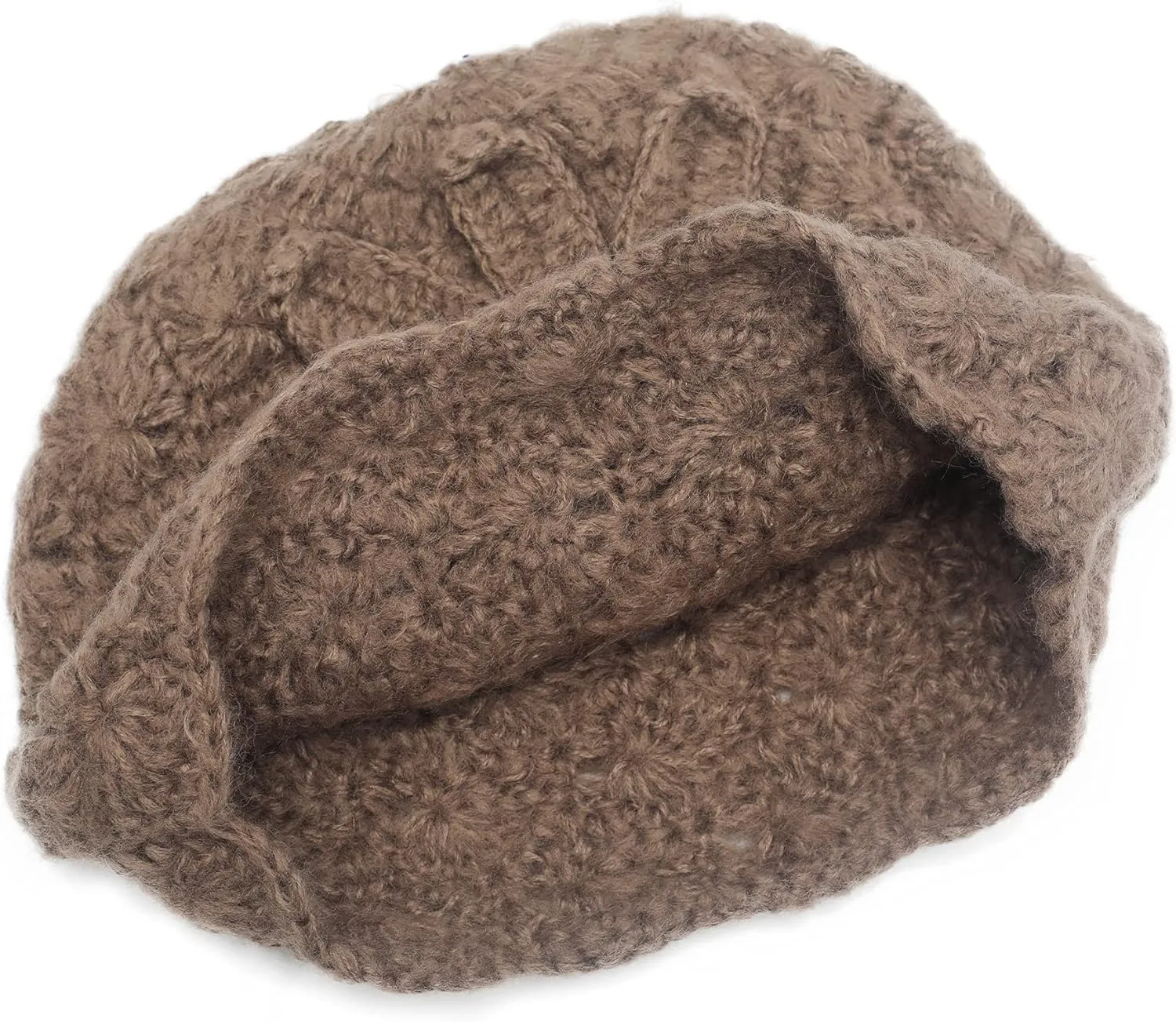 ZLYC Women Winter Knit Beanie Hat Soft Crochet Skullies Beanies with Flower Accent