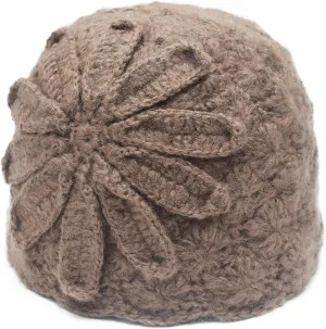 ZLYC Women Winter Knit Beanie Hat Soft Crochet Skullies Beanies with Flower Accent