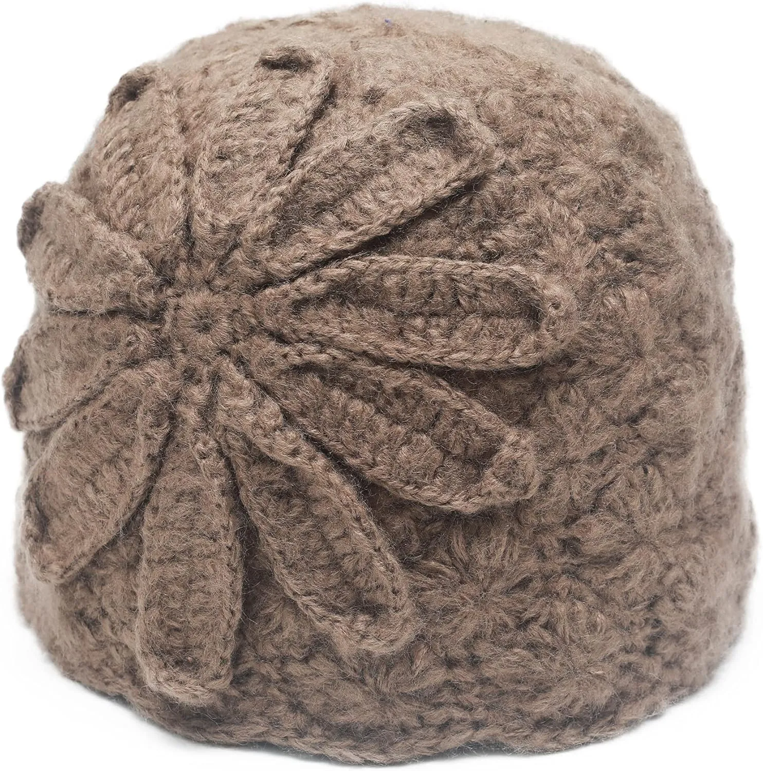 ZLYC Women Winter Knit Beanie Hat Soft Crochet Skullies Beanies with Flower Accent