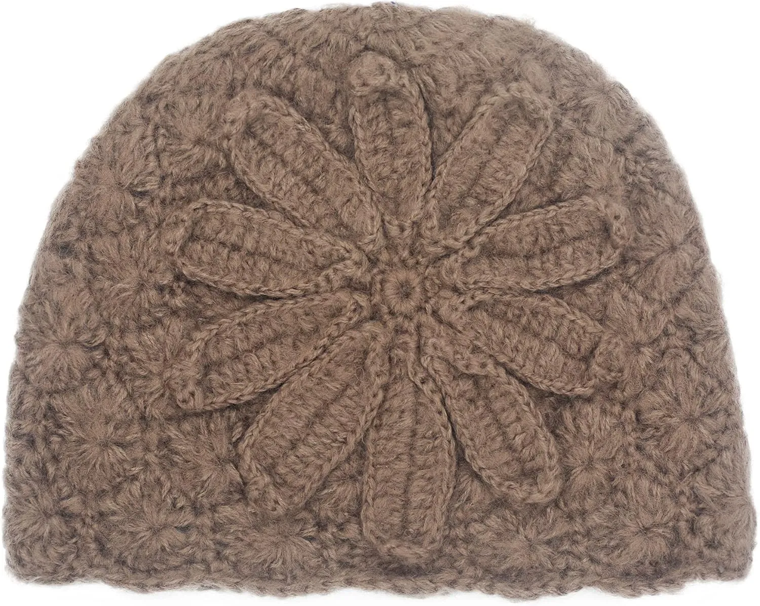 ZLYC Women Winter Knit Beanie Hat Soft Crochet Skullies Beanies with Flower Accent