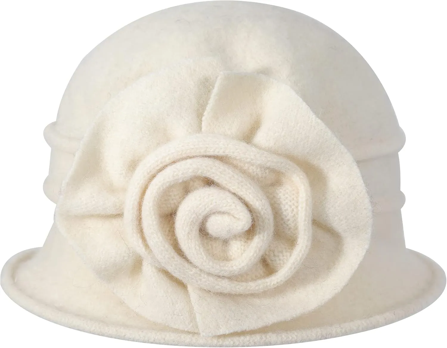 ZLYC Women Wool Cloche Bucket Hat 1920s Vintage Dress Winter Hats with Flower Accent