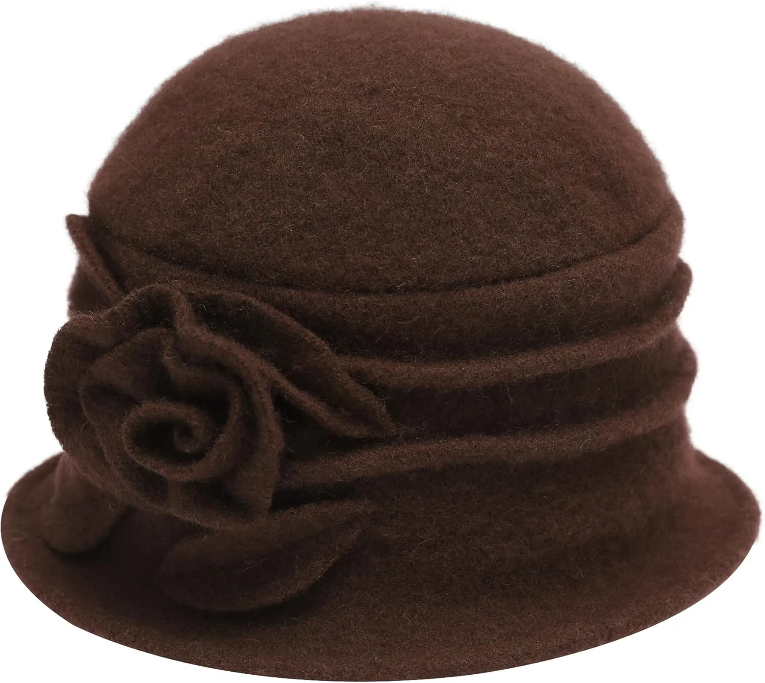 ZLYC Women Wool Cloche Bucket Hat 1920s Vintage Dress Winter Hats with Flower Accent