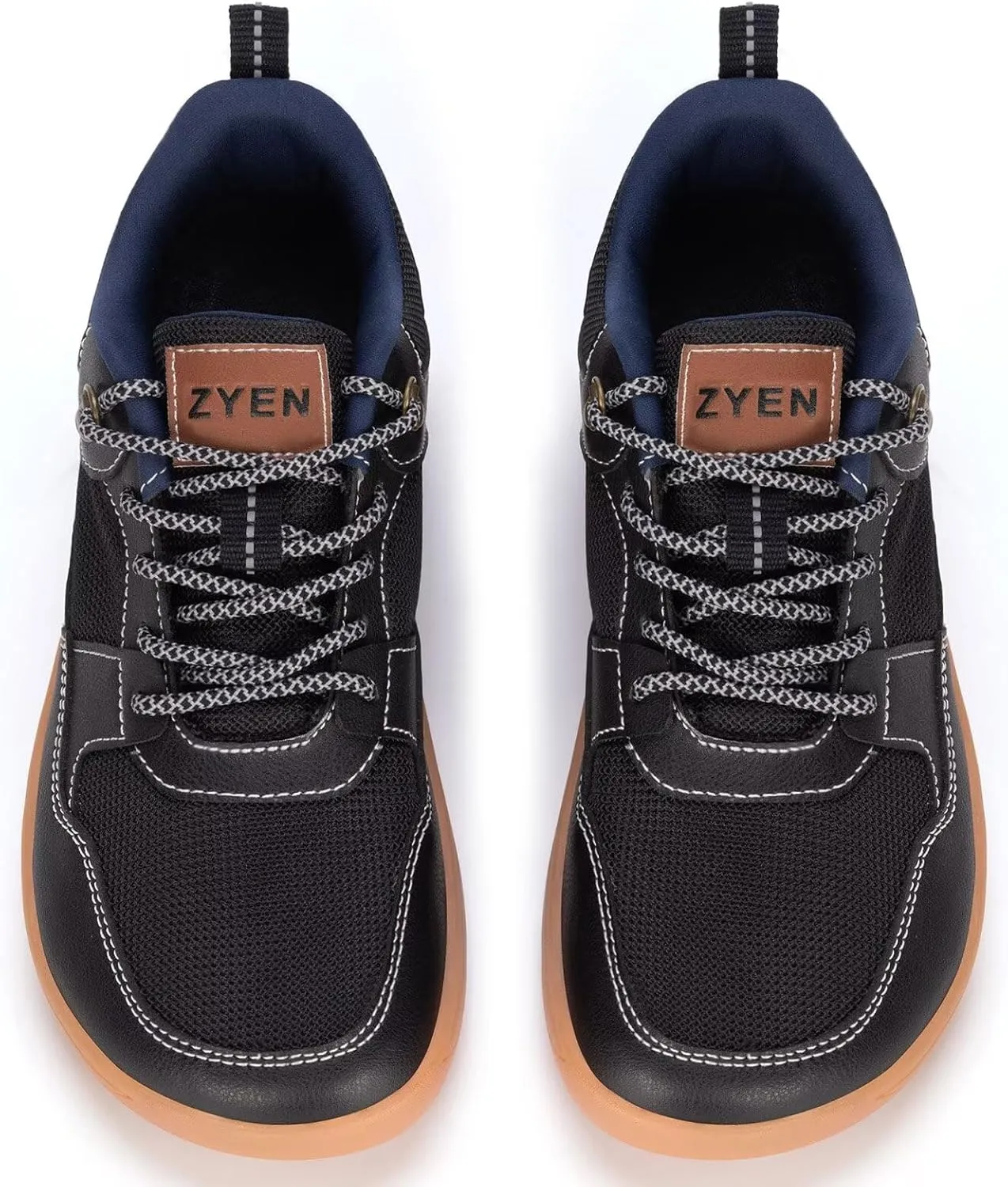 ZYEN Men's Barefoot Wide Toe Box Shoes Non Slip Zero Drop Causal Leather Shoes Utra Light Wide Width Walking Fashion Sneakers Breathable Wide Minimalist Running Sneakers Workout Gym Trainer