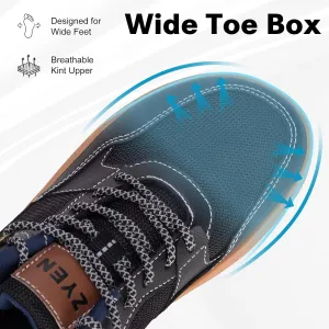 ZYEN Men's Barefoot Wide Toe Box Shoes Non Slip Zero Drop Causal Leather Shoes Utra Light Wide Width Walking Fashion Sneakers Breathable Wide Minimalist Running Sneakers Workout Gym Trainer